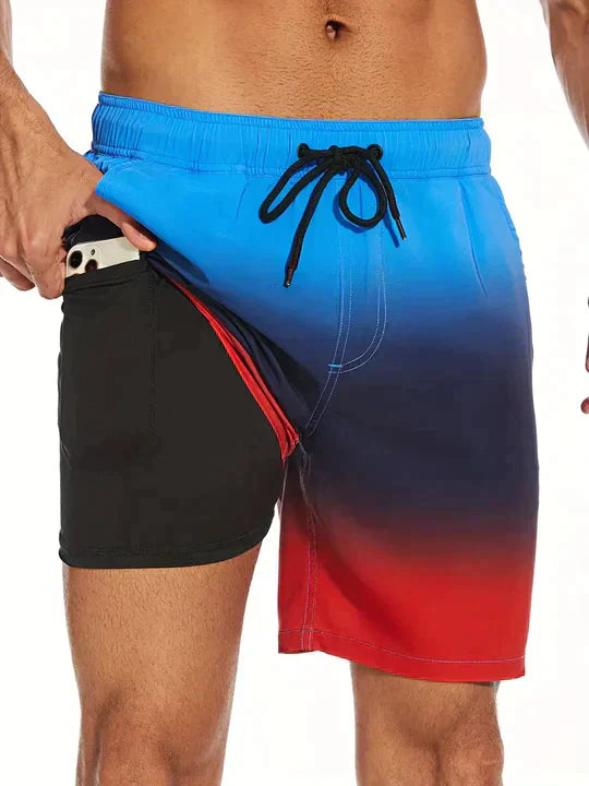 Men's Athletic Swim Shorts with Compression Lining
