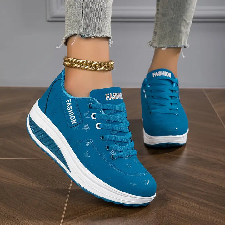 Rowie | Women's Casual Mesh Sneakers with Laces | Wedge Heel