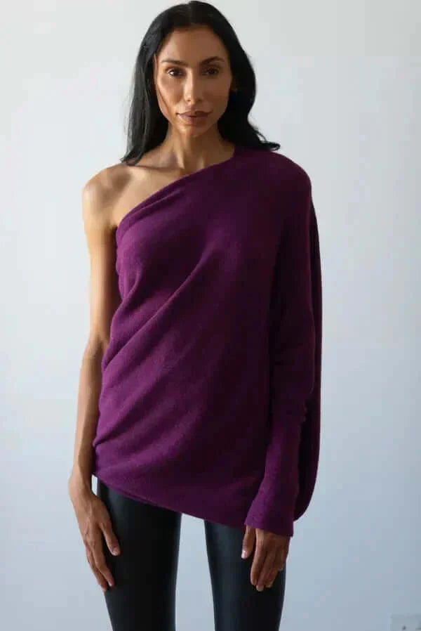 Women's Asymmetric Draped Sweater | Long Hem Design