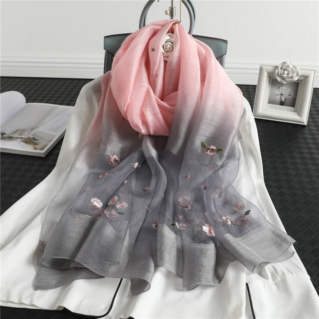 Women's Floral Embroidered Scarf
