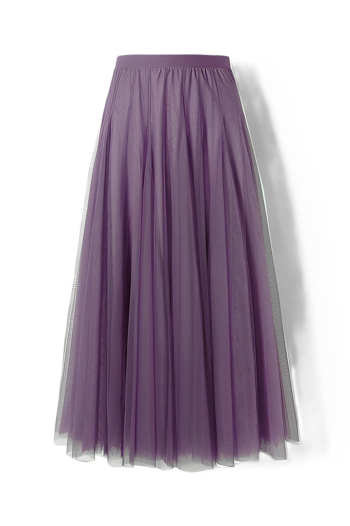 Women's Pleated Midi Skirt in Mesh Fabric