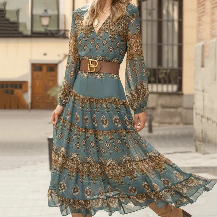 Fiona | Women's V-Neck Long Sleeve Maxi Gown