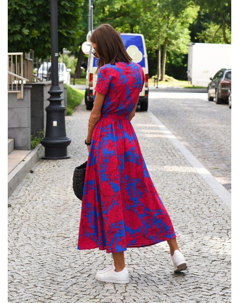Fiona | Women's V-Neck Wrap Midi Dress for Effortless Style