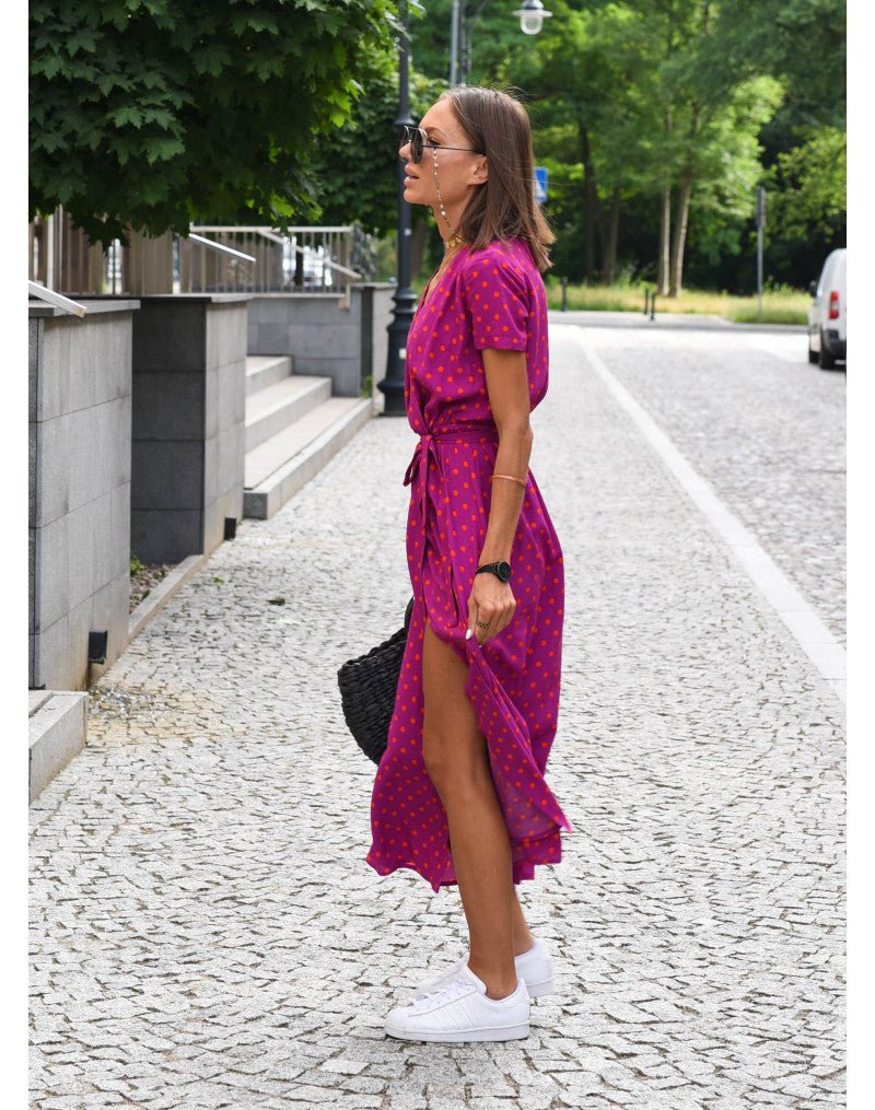 Fiona | Women's V-Neck Wrap Midi Dress for Effortless Style