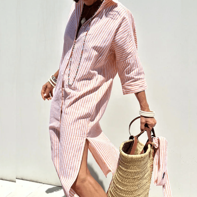 Frances | Women's Striped Button-Down Midi Dress
