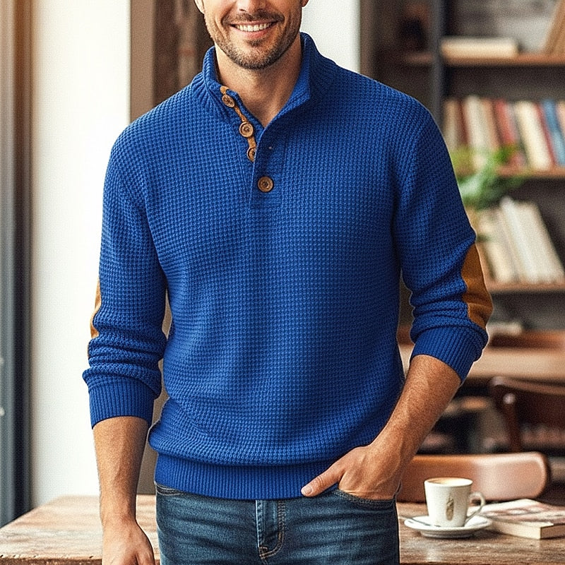 Men's Long Sleeve Sweater with Buttons