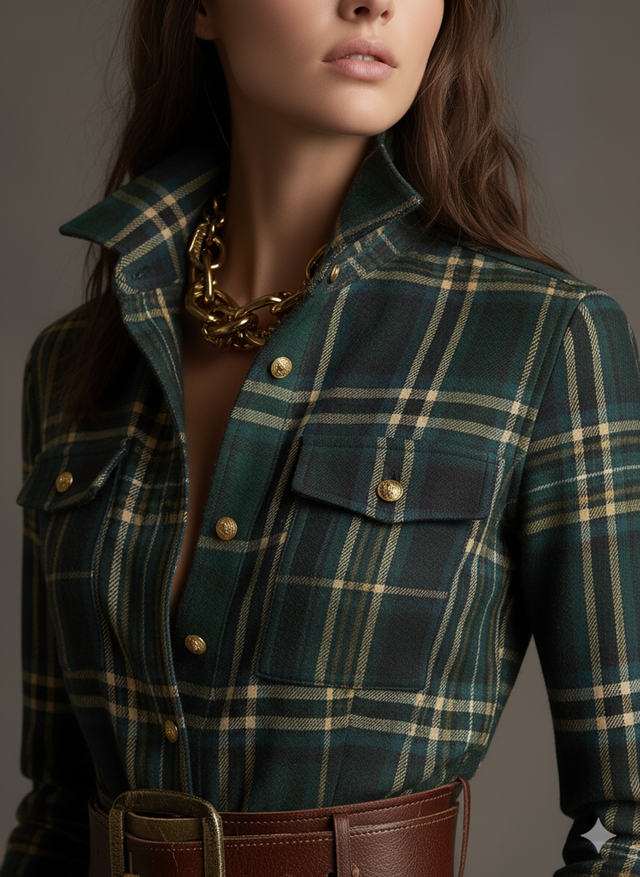 Gabriella | Women's Plaid Maxi Dress with Belt