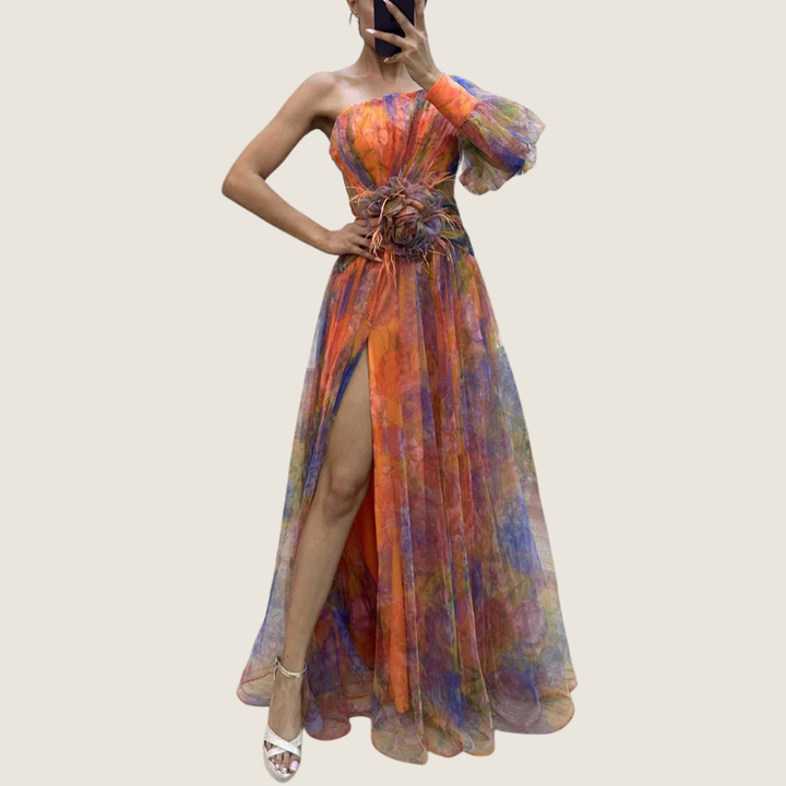 Gloria | Women's Floral One Shoulder Maxi Dress