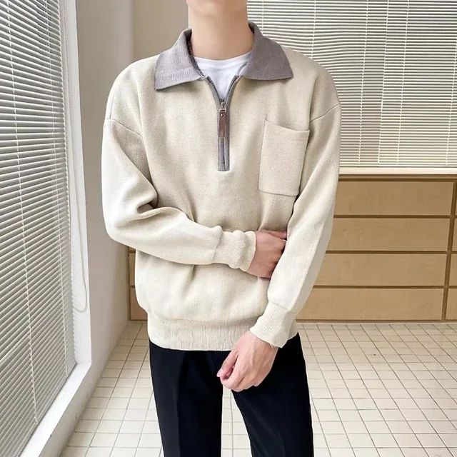 Men's Comfortable Premium Sweater with Half Zip Collar