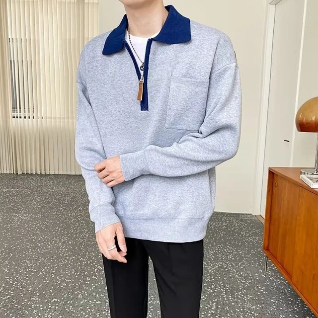 Men's Comfortable Premium Sweater with Half Zip Collar