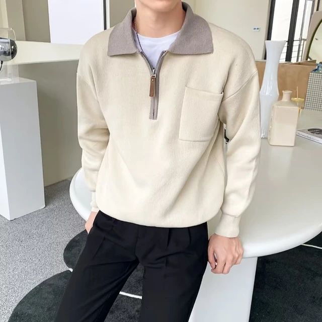 Men's Comfortable Premium Sweater with Half Zip Collar