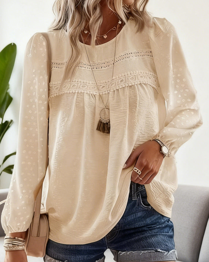 Gwen | Women's Long Sleeve Lace Detail Blouse