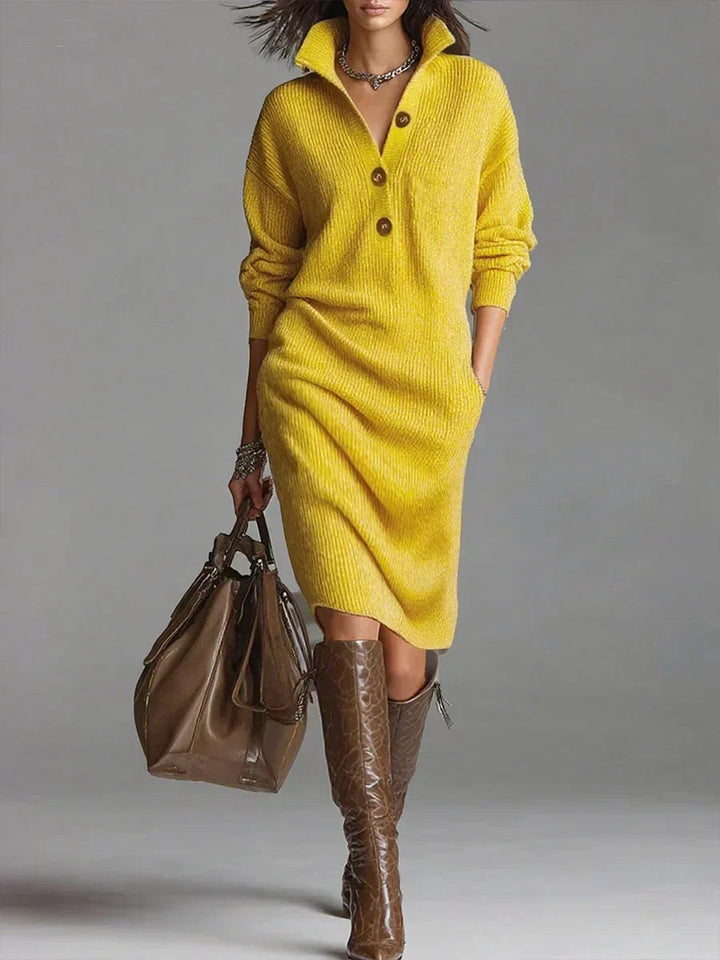 Heather | Women's Midi Sweater Dress with Long Sleeves