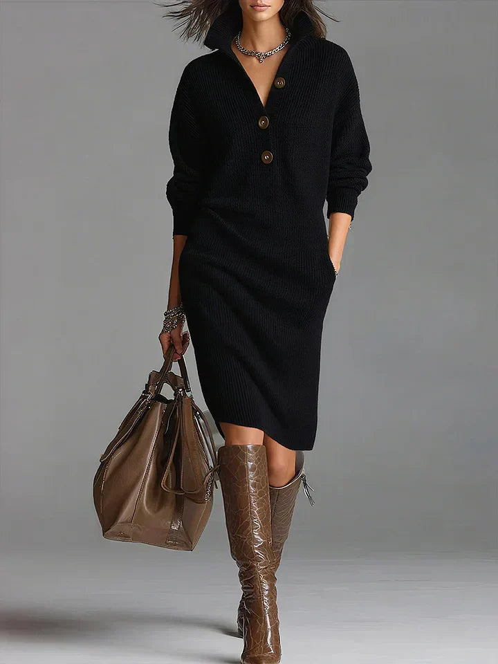 Heather | Women's Midi Sweater Dress with Long Sleeves