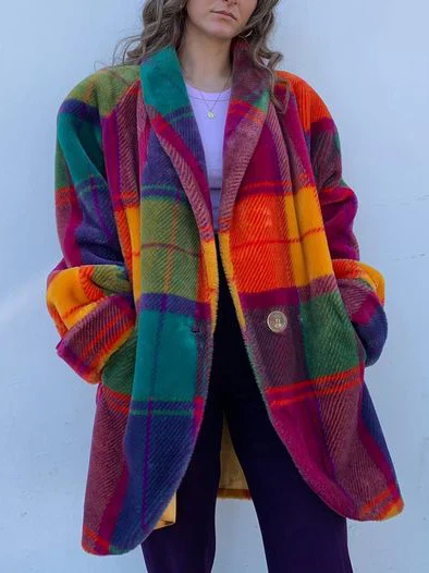 Women's Colorful Oversized Checkered Jacket