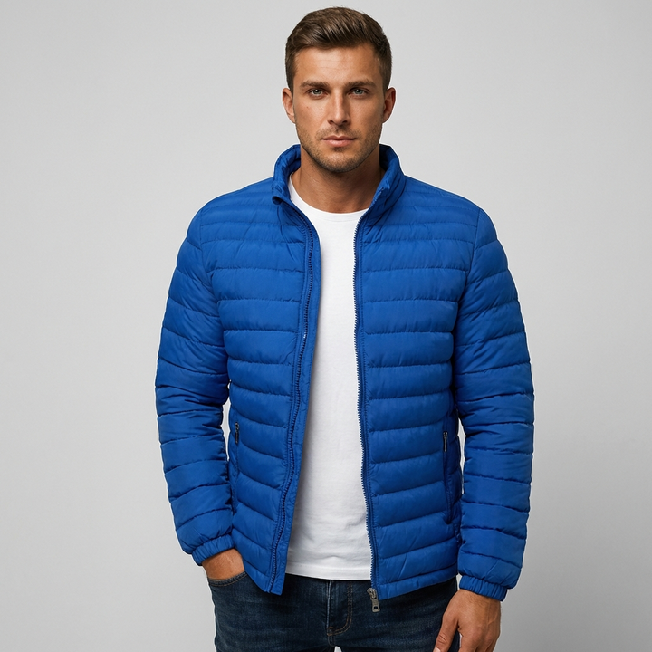 Men's Stylish Quilted Mid-Season Jacket with Stand-Up Collar