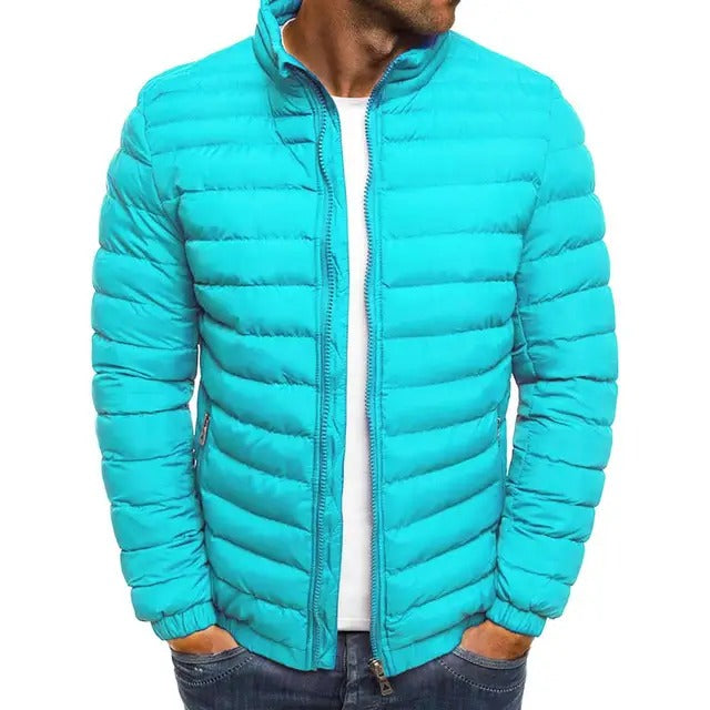 Men's Stylish Quilted Mid-Season Jacket with Stand-Up Collar