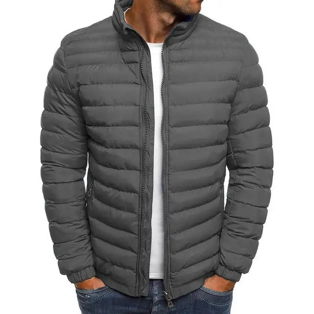 Men's Stylish Quilted Mid-Season Jacket with Stand-Up Collar