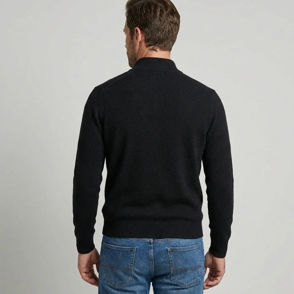 Suéter con cuello en V y cremallera para hombre, de mezcla de algodón, ideal para primavera