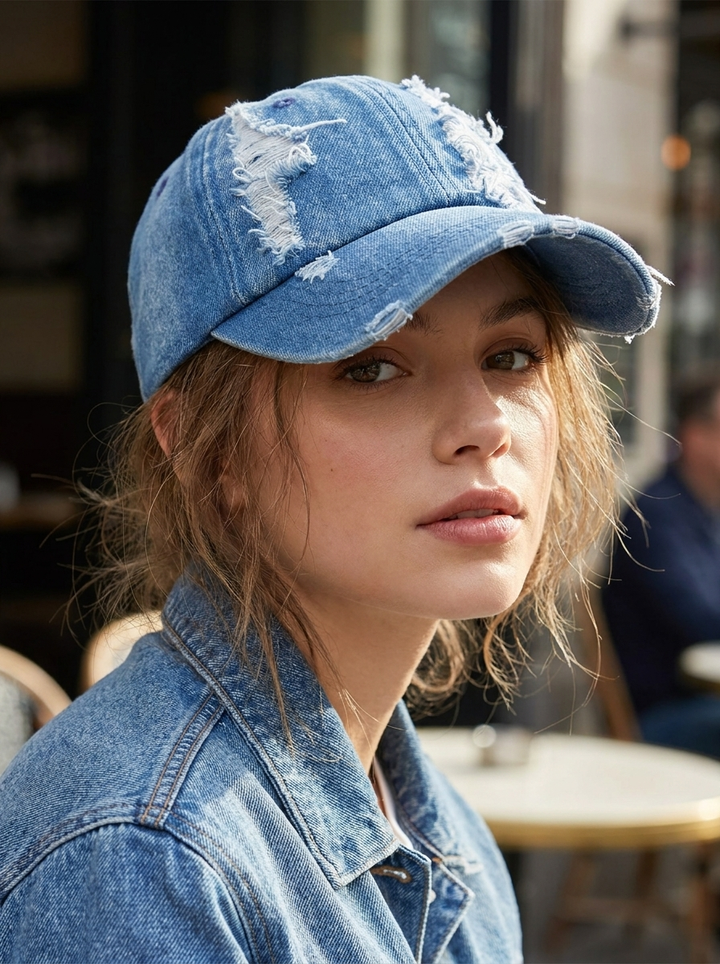 Women's Adjustable Strap Denim Sun Hat