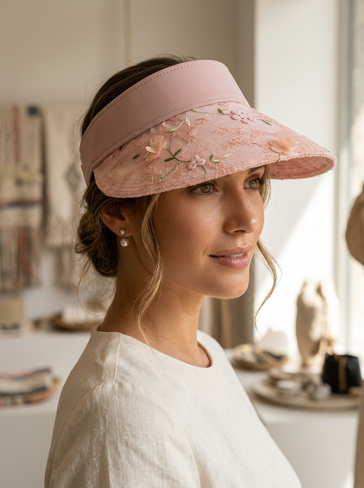 Women's Foldable Straw Hat with Floral Design and UV Protection