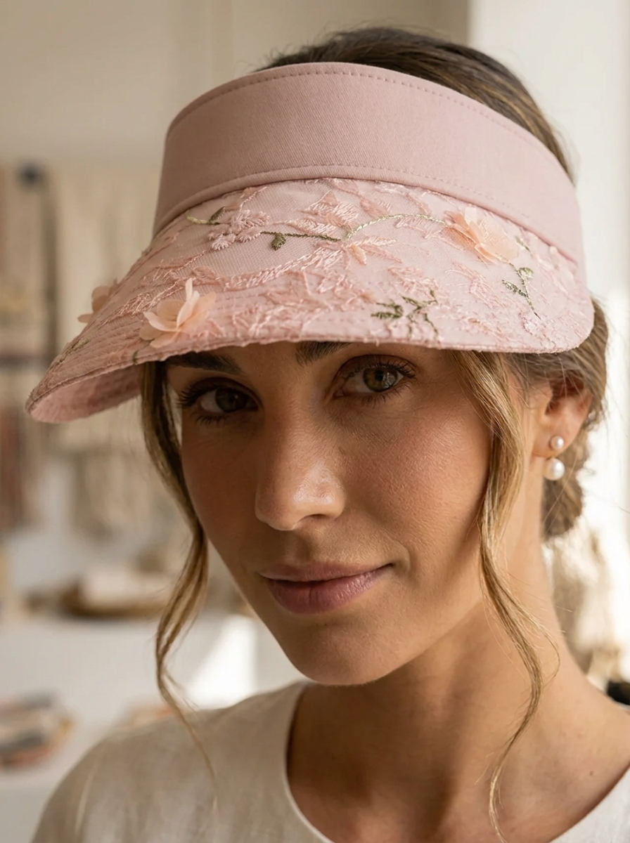 Women's Foldable Straw Hat with Floral Design and UV Protection