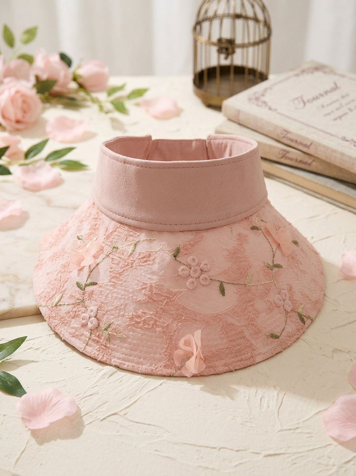 Women's Foldable Straw Hat with Floral Design and UV Protection