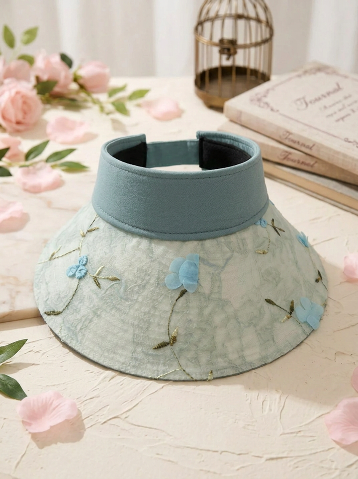 Women's Foldable Straw Hat with Floral Design and UV Protection