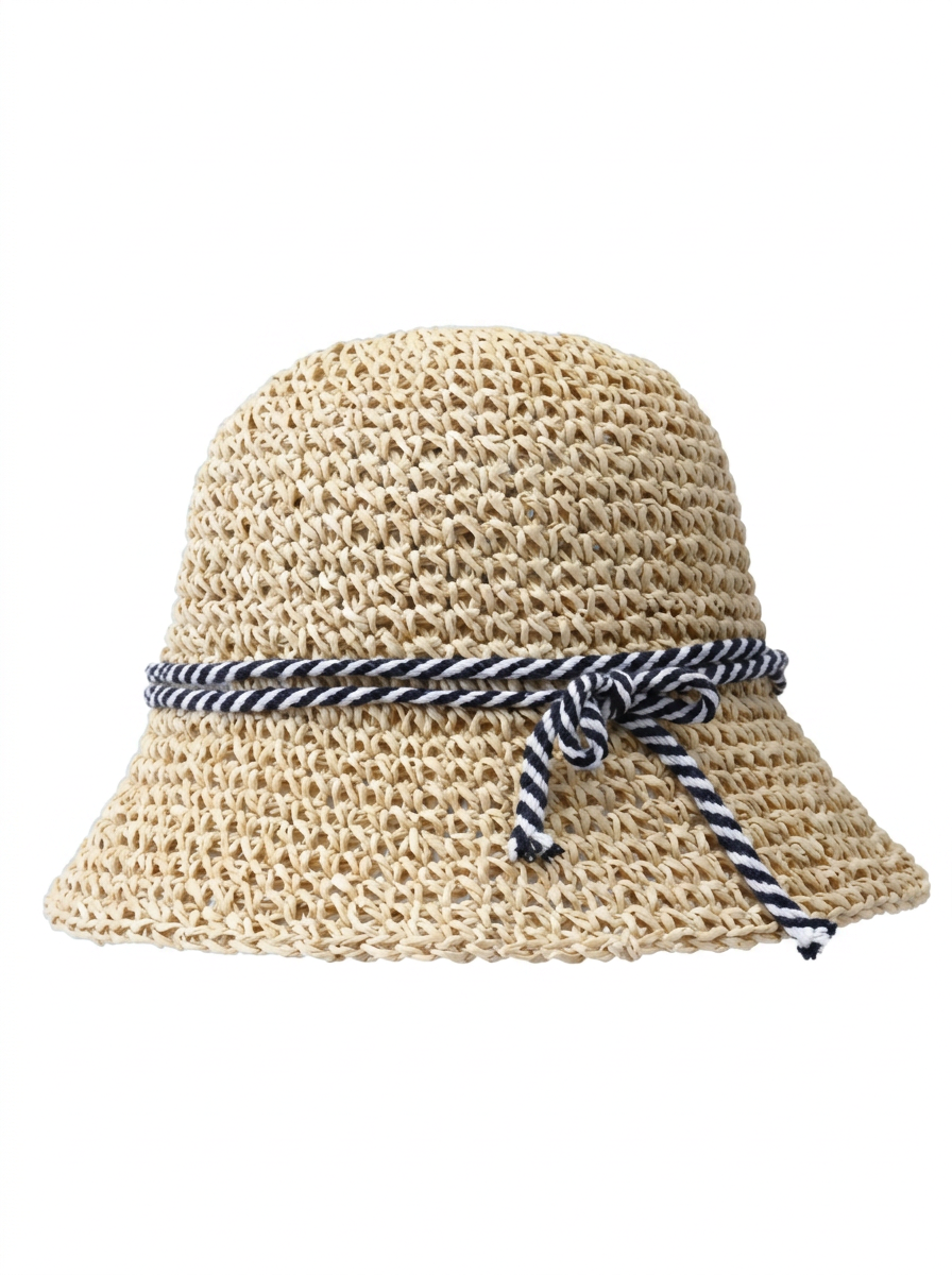 Women's Braided Straw Hat with Adjustable Drawstring