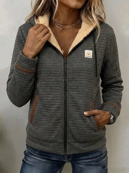 Fleecejacka i polarfleece för kvinnor med termisk vaddering för sträng vinter