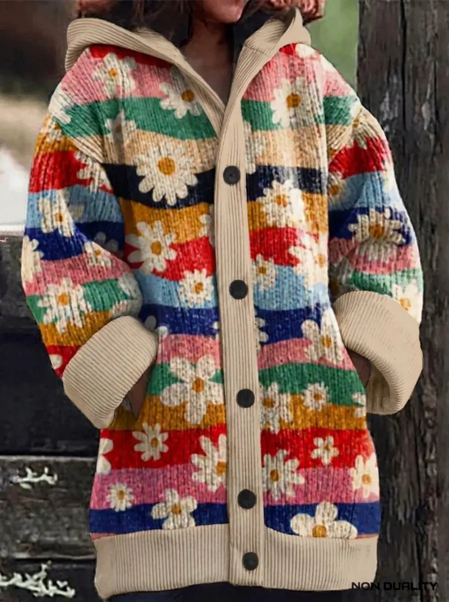 Women's Colorful Cat Print Cardigan