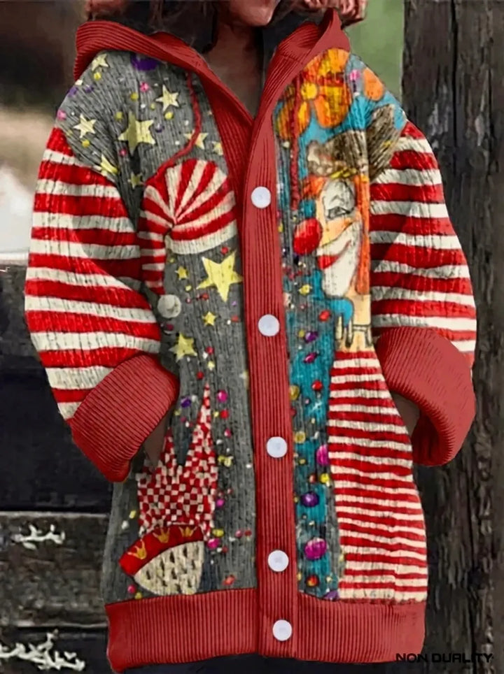 Women's Colorful Cat Print Cardigan