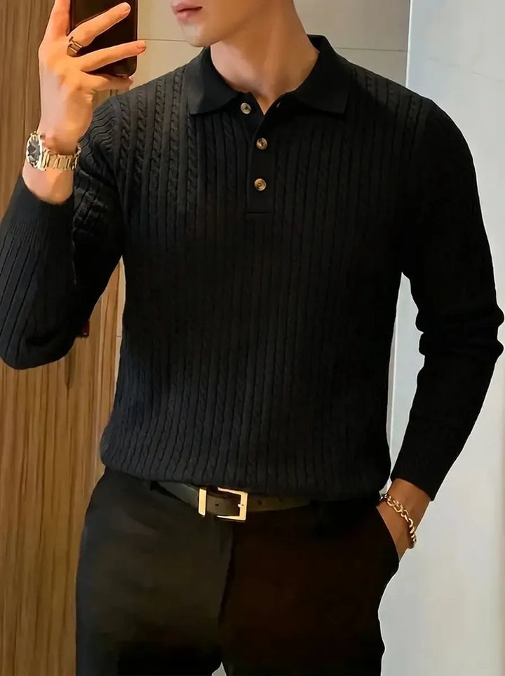 Men's Ribbed Knit Sweater Shirt
