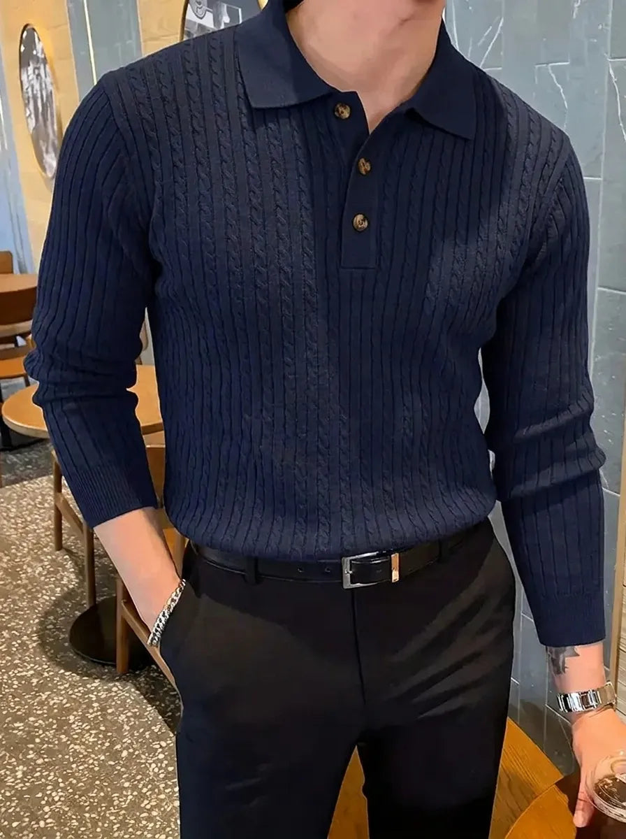 Men's Ribbed Knit Sweater Shirt