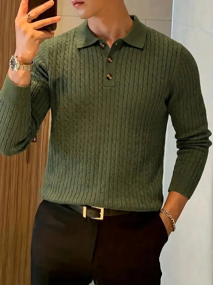 Men's Ribbed Knit Sweater Shirt