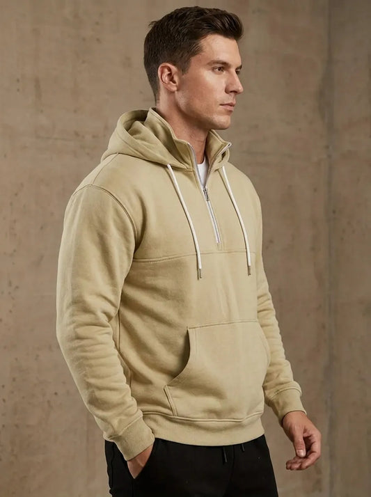 Men's Zip-Up Sweatshirt in Cotton Blend with Side Pockets