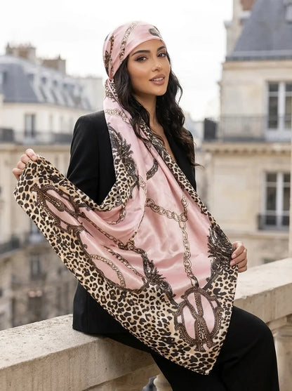 Écharpe en soie à imprimé animal pour femme - Style élégant et enveloppant, tout en douceur