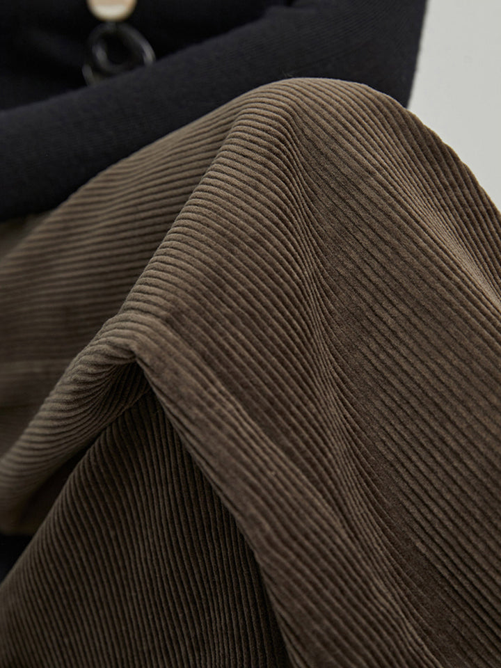 Women's High-Waist Draped Corduroy Trousers