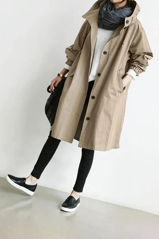 Women's Stylish Hooded Trench Coat
