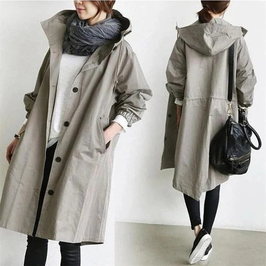 Women's Stylish Hooded Trench Coat