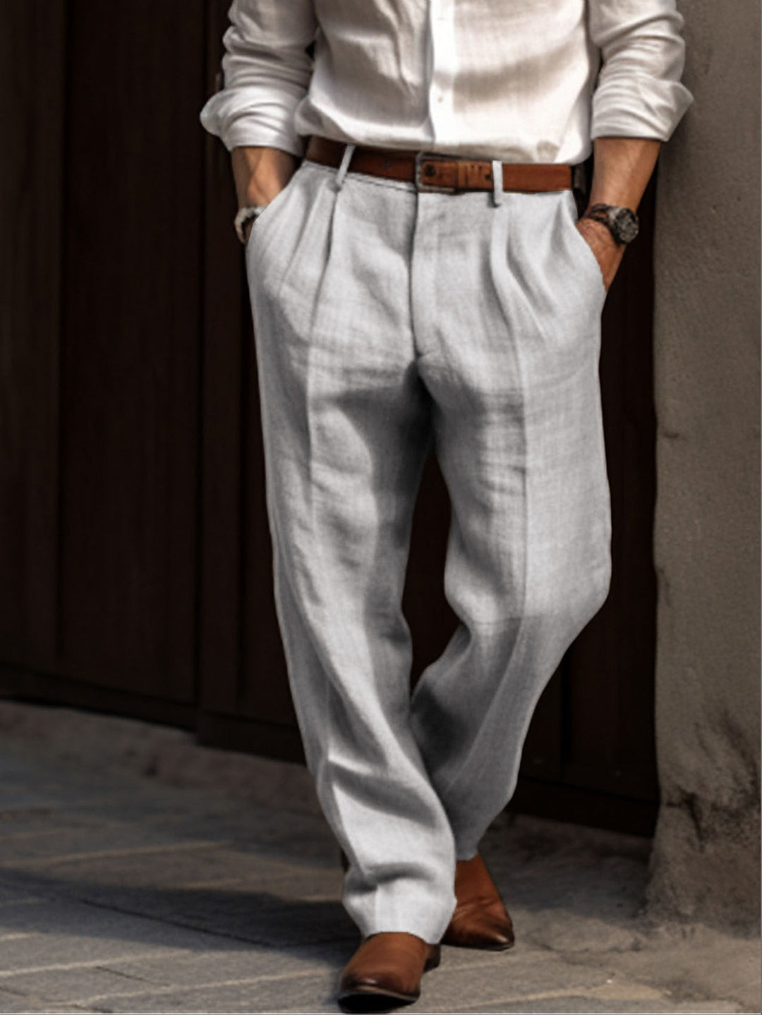 James | Men's Pleated Linen Trousers