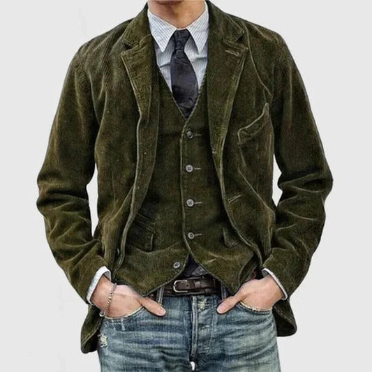 Herren-Cordjacke aus strukturiertem Stoff mit formstabiler Passform