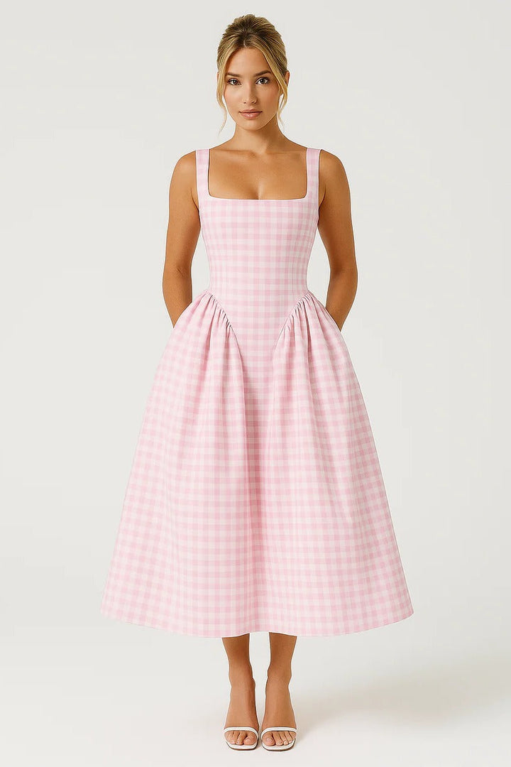 Women's Square Neck Midi Dress for Effortless Style