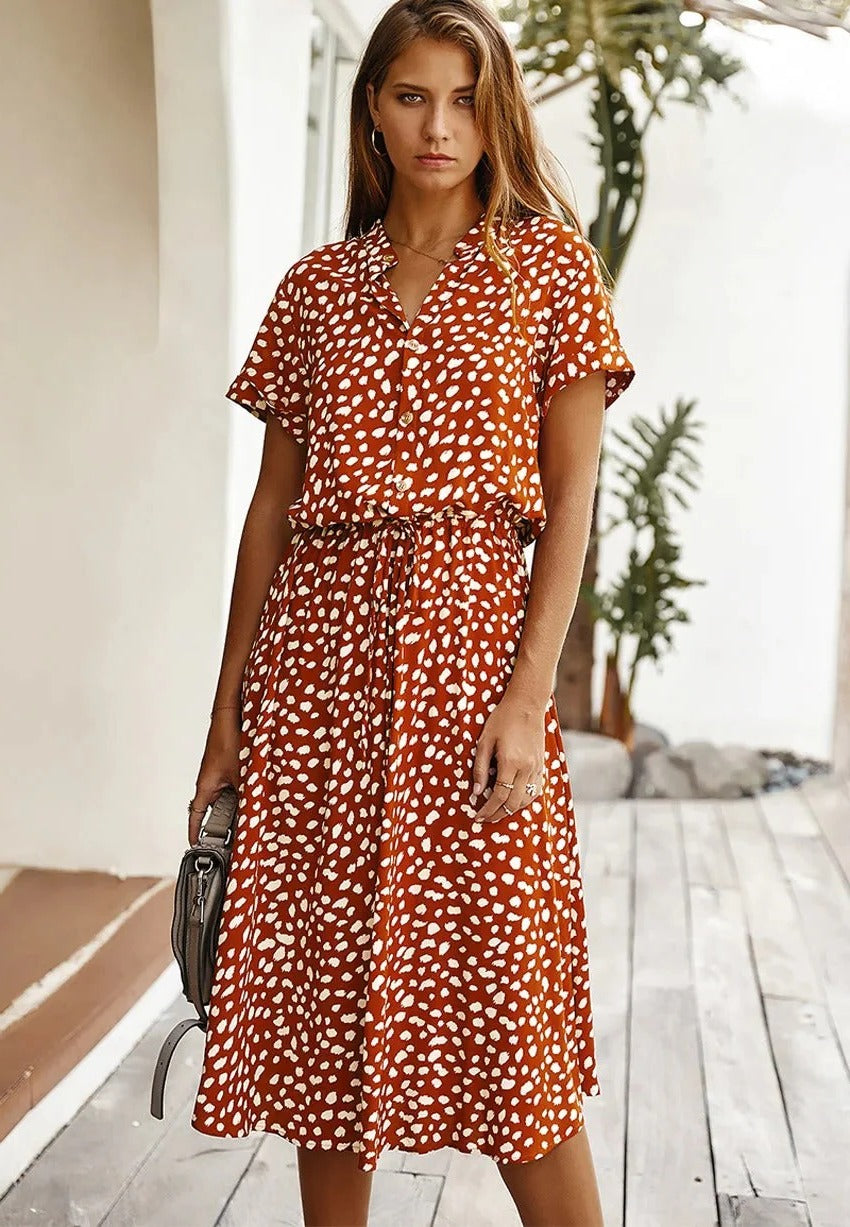 Women's Short Sleeve Midi Dress