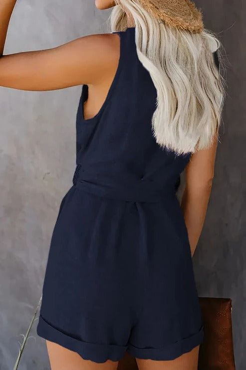 Women's Casual Short Jumpsuit with Pockets