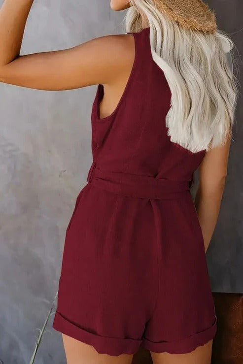 Women's Casual Short Jumpsuit with Pockets