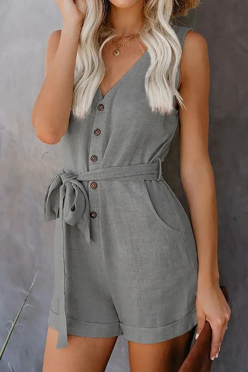 Women's Casual Short Jumpsuit with Pockets