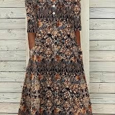 Women's Ethnic V Neck Half Sleeve Midi Dress for Stylish Occasions