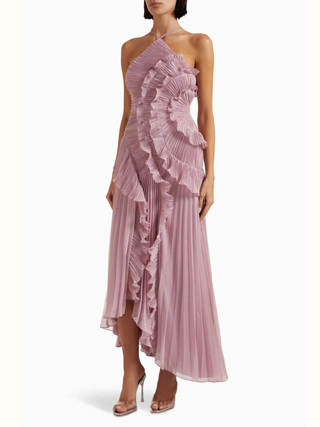 Women's One-Shoulder Pleated Maxi Dress