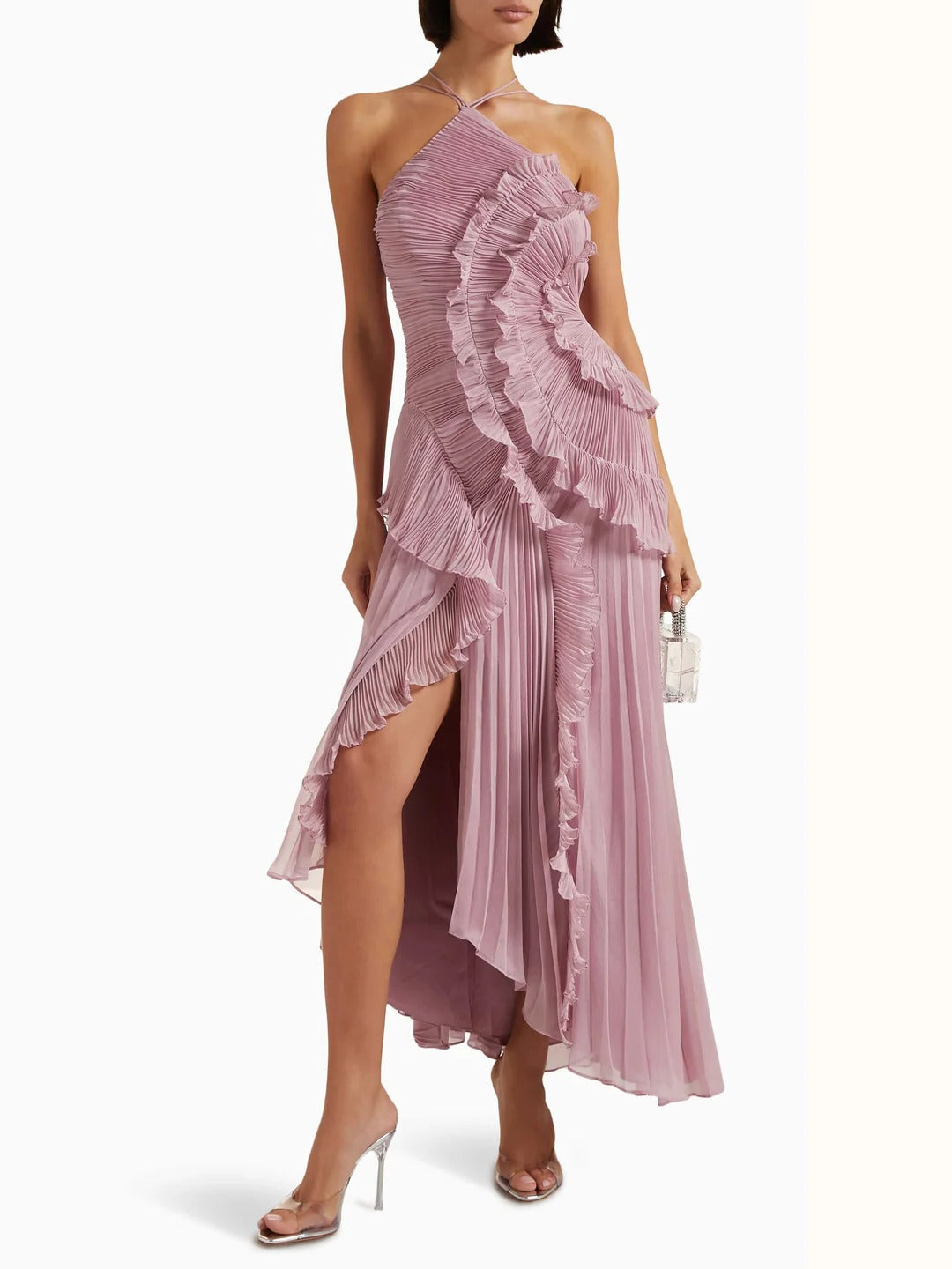 Women's One-Shoulder Pleated Maxi Dress